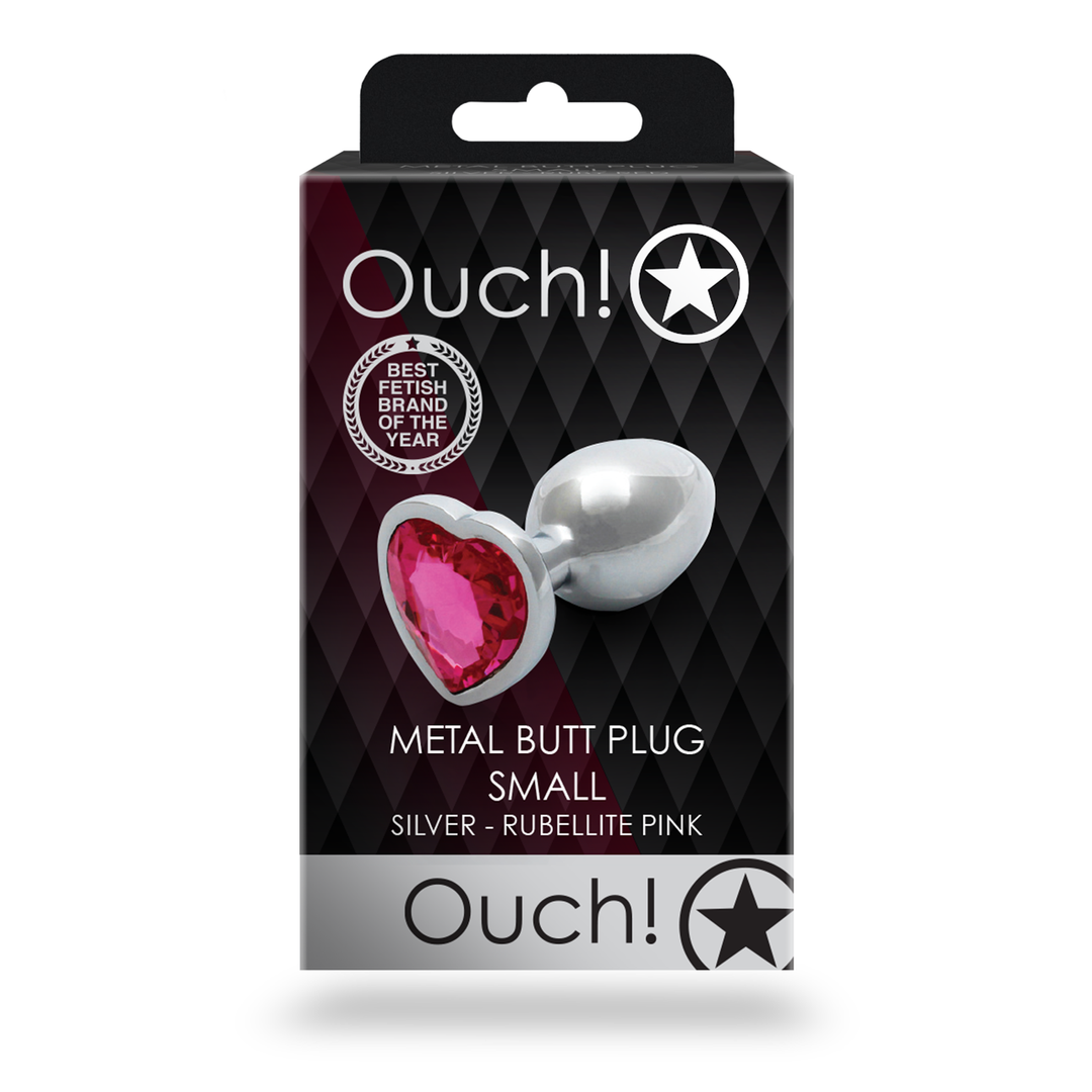 Analplug Edelstein Herz klein Silber/Rubellit 6,2 x Ø 2,7 cm