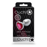 Analplug Edelstein Herz klein Silber/Rubellit 6,2 x Ø 2,7 cm