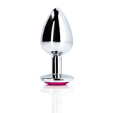 Analplug Edelstein Herz mittel Silber/Rubellit 7,1 x Ø 3,4 cm