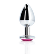 Analplug Ouch aus Metall mit Herzstein groß Silber 8,1 x Ø 4 cm