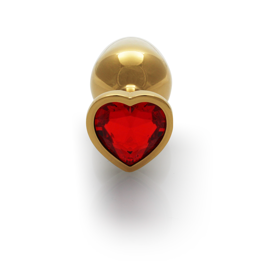 Analplug Edelstein Herz klein Gold/Rubinrot 6,2 x Ø 2,7 cm