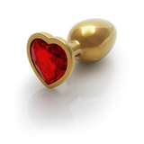 Analplug Edelstein Herz klein Gold/Rubinrot 6,2 x Ø 2,7 cm