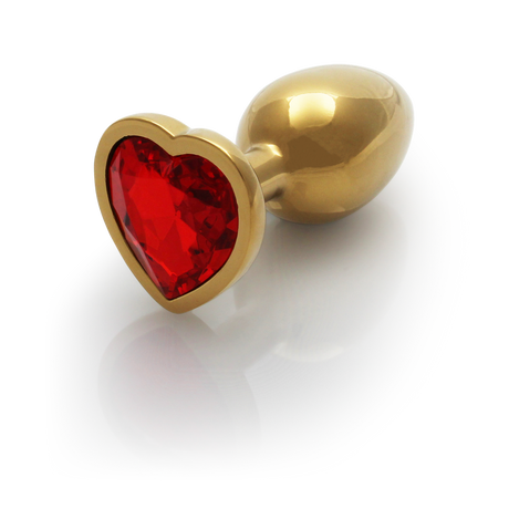 Analplug Edelstein Herz klein Gold/Rubinrot 6,2 x Ø 2,7 cm