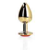 Analplug Edelstein Herz klein Gold/Rubinrot 6,2 x Ø 2,7 cm