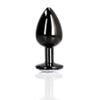Analplug Ouch aus Metall mit rundem Stein Gunmetal-Diamant 6,2 x Ø 2,7 cm