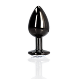 Analplug Edelstein rund klein Gunmetal/Diamant 6,2 x Ø 2,7 cm