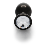Analplug Edelstein rund mittel Gunmetal/Diamant 7,1 x Ø 3,4 cm