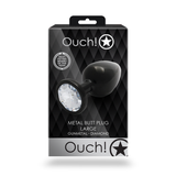 Analplug Edelstein rund groß Gunmetal/Diamant 8,1 x Ø 4 cm