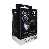Analplug Edelstein Herz klein Gunmetal/Amethyst 6,2 x Ø 2,7 cm