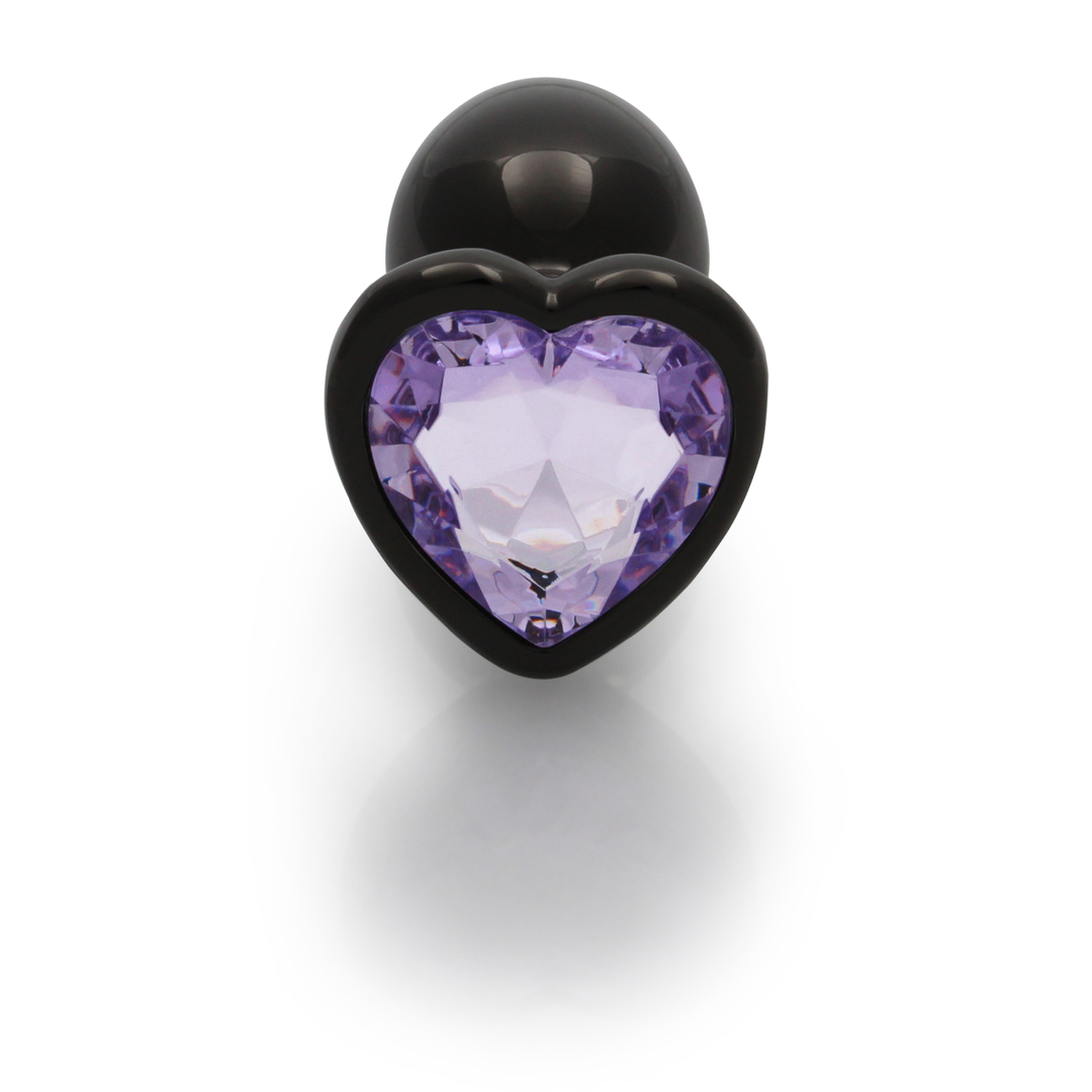Analplug Edelstein Herz klein Gunmetal/Amethyst 6,2 x Ø 2,7 cm