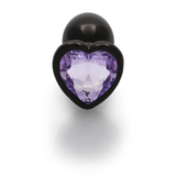 Analplug Edelstein Herz klein Gunmetal/Amethyst 6,2 x Ø 2,7 cm
