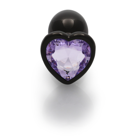Analplug Edelstein Herz klein Gunmetal/Amethyst 6,2 x Ø 2,7 cm