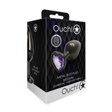 Analplug Edelstein Herz mittel Gunmetal/Amethyst 7,1 x Ø 3,4 cm