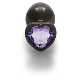 Analplug Edelstein Herz mittel Gunmetal/Amethyst 7,1 x Ø 3,4 cm