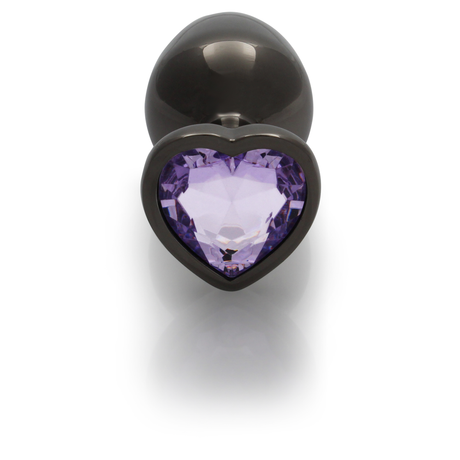 Analplug Edelstein Herz mittel Gunmetal/Amethyst 7,1 x Ø 3,4 cm