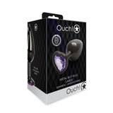 Analplug Edelstein Herz groß Gunmetal/Amethyst 8,1 x Ø 4 cm