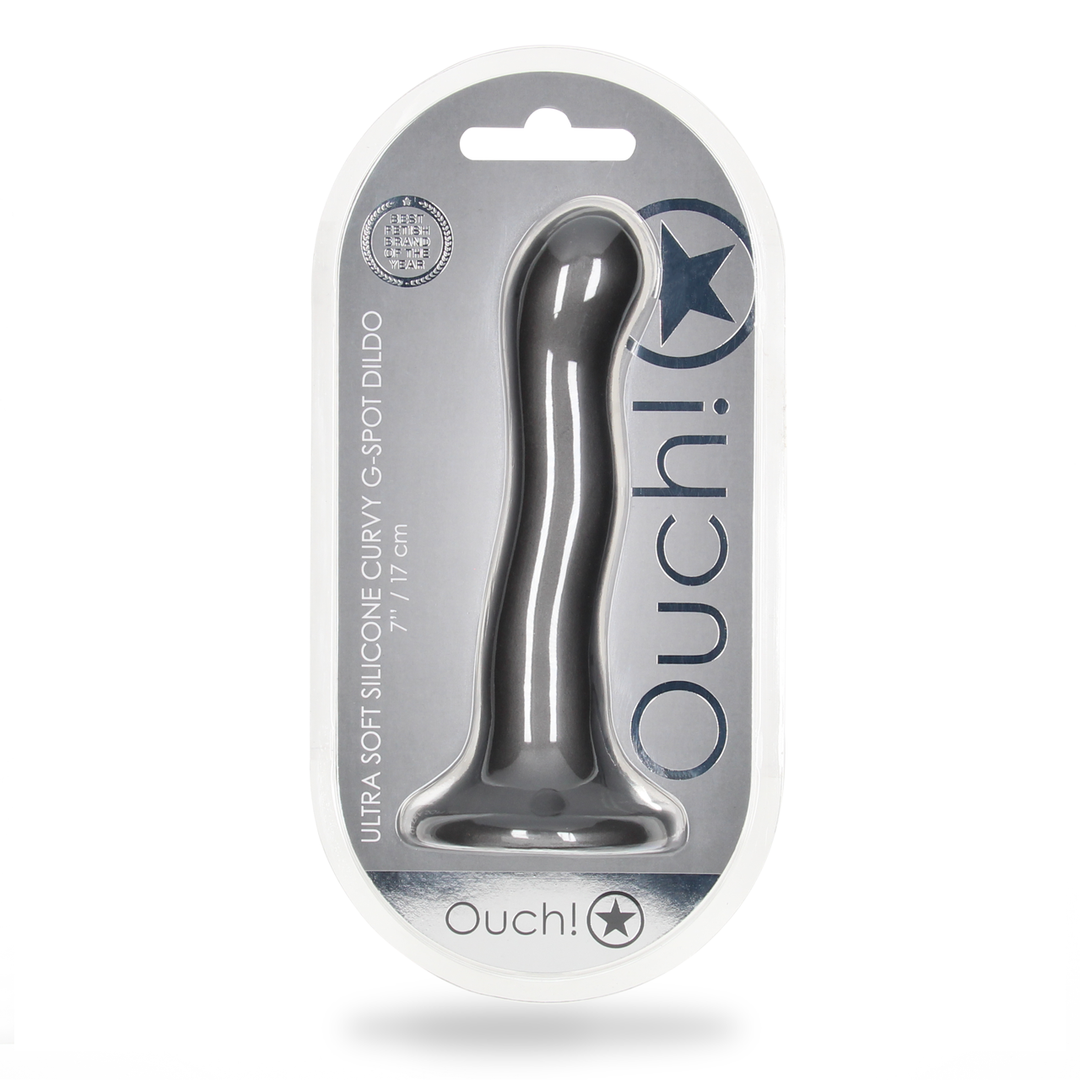 Dildo G-Punkt Silikon ultra soft geschwungen Gun Metal