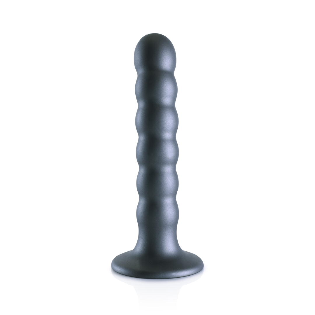 Dildo G-Punkt Silikon mit Perlen Gun Metal