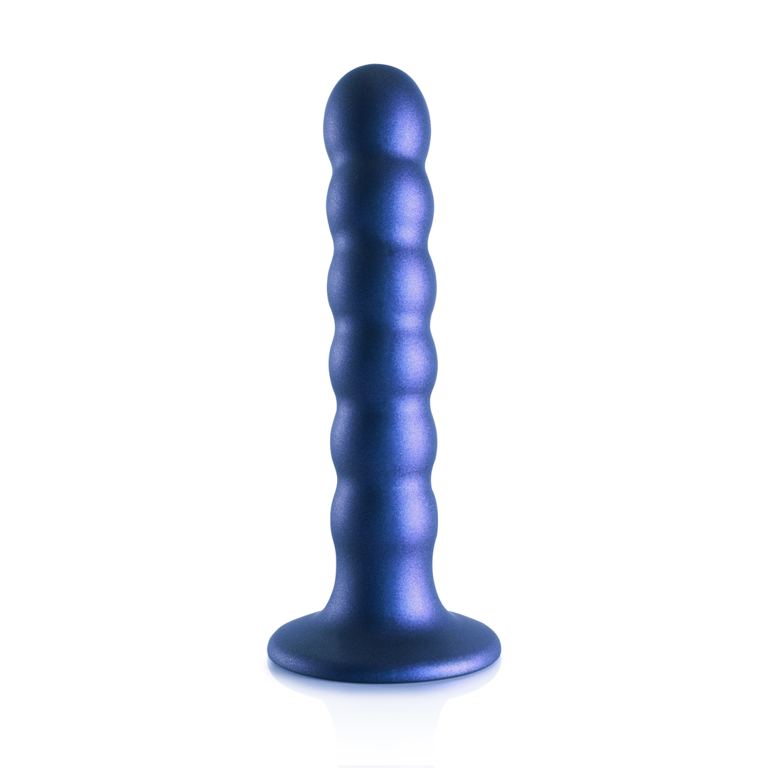 Dildo G-Punkt Silikon mit Perlen Gun Metal
