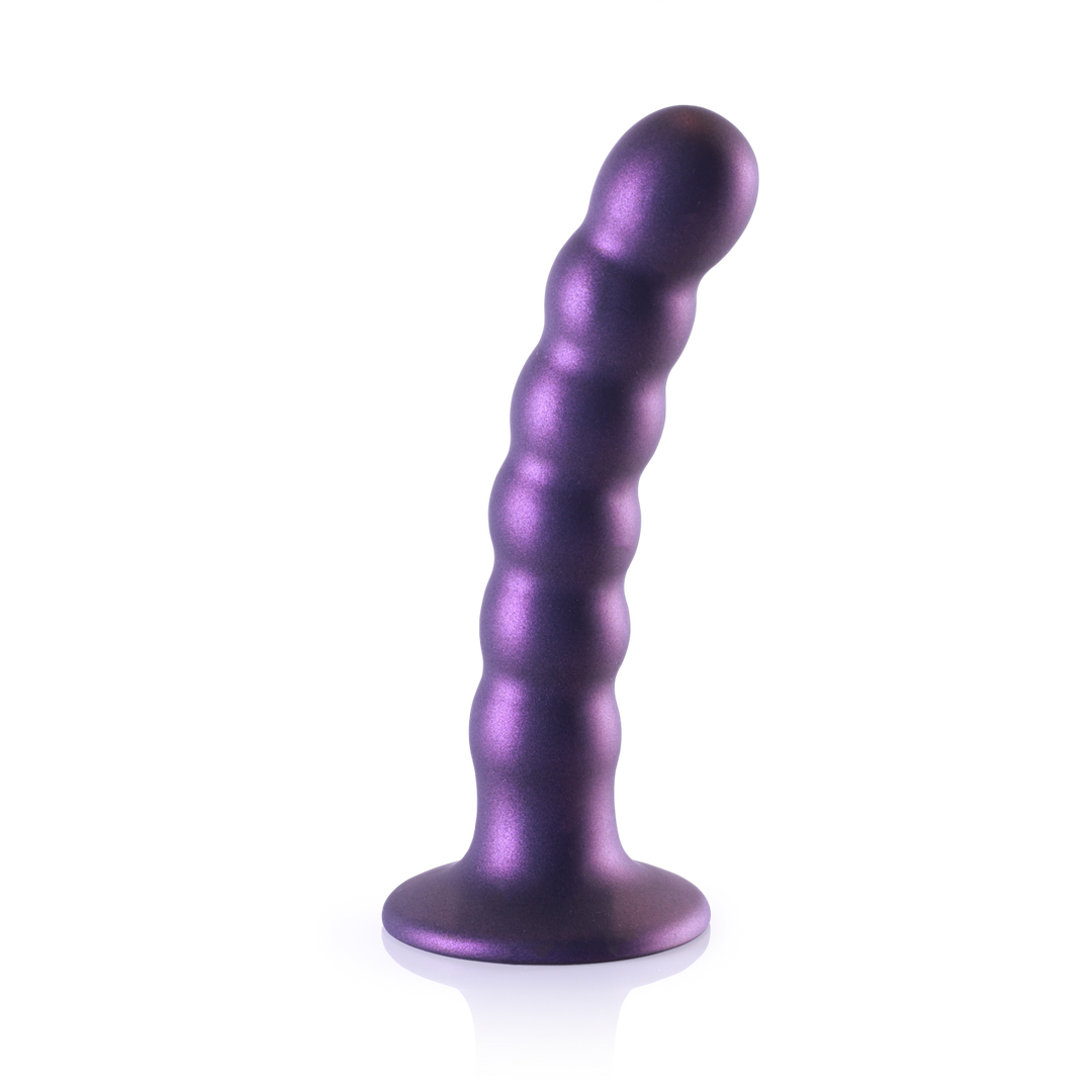 Dildo G-Punkt Silikon mit Perlen Gun Metal