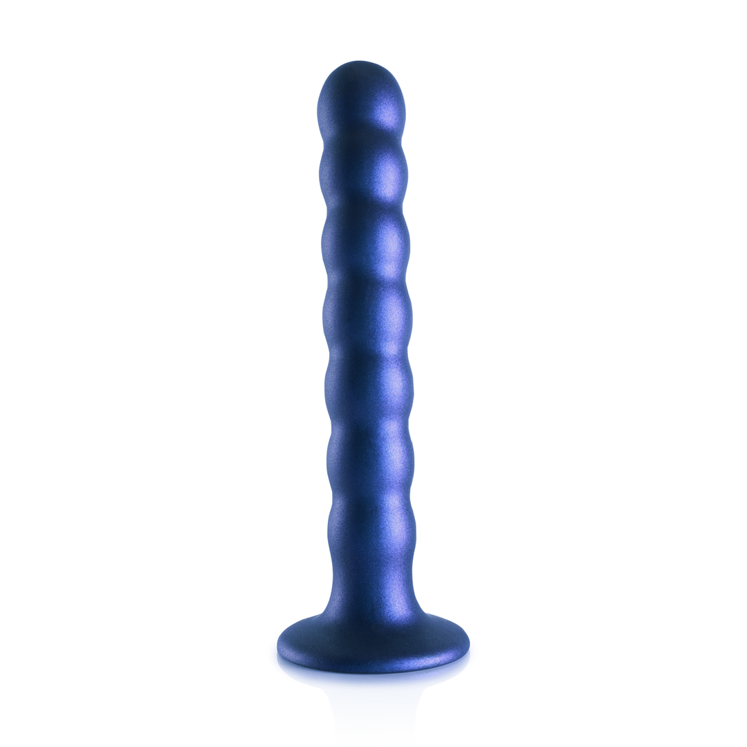 Dildo G-Punkt Silikon mit Perlen Metallisch Blau