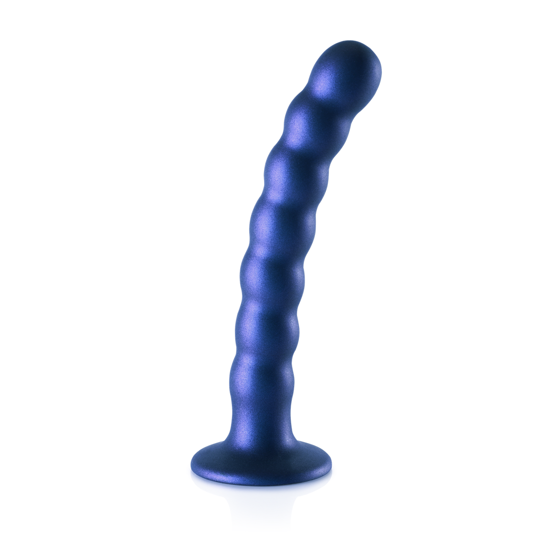 Dildo G-Punkt Silikon mit Perlen Metallisch Blau