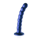 Dildo G-Punkt Silikon mit Perlen Metallisch Blau
