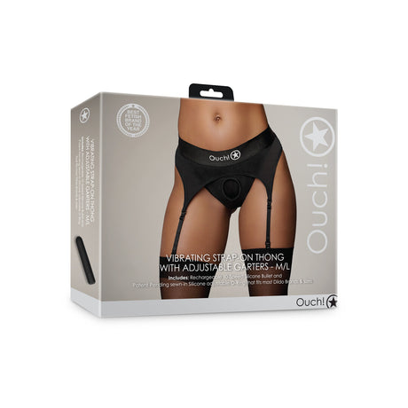 Strap-on-Tanga mit Vibration und verstellbaren Trägern Schwarz