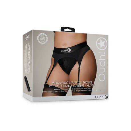 Strap-on-Tanga mit Vibration und verstellbaren Trägern Schwarz