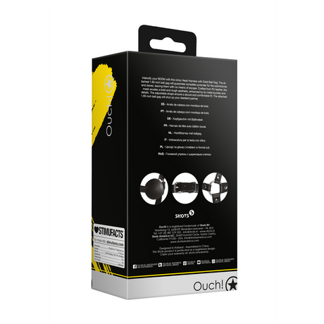 Kopfharness mit festem Ballknebel Schwarz 70 x Ø 4,2 cm