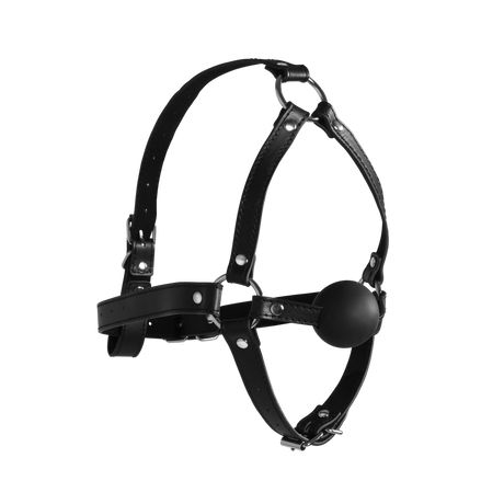 Kopfharness mit festem Ballknebel Schwarz 70 x Ø 4,2 cm