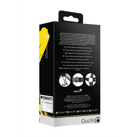 Kopfharness mit Spider-Gag und Nasenhaken Schwarz 70 x Ø 4,4 cm