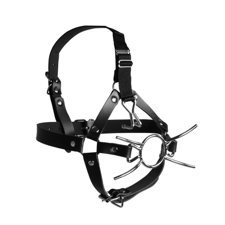 Kopfharness mit Spider-Gag und Nasenhaken Schwarz 70 x Ø 4,4 cm