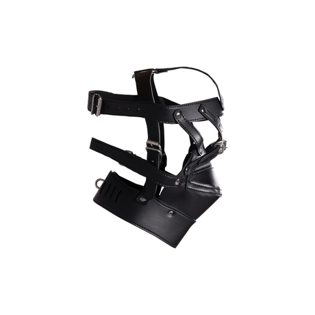 Kopfharness mit Reißverschluss-Mund und Schloss Schwarz 78,5 cm