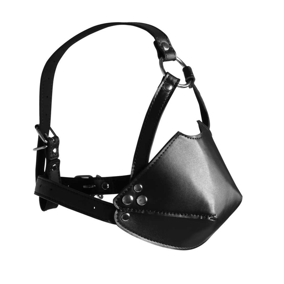 Kopfharness mit Mundabdeckung und festem Ballknebel Schwarz 55,2 x Ø 3,9 cm