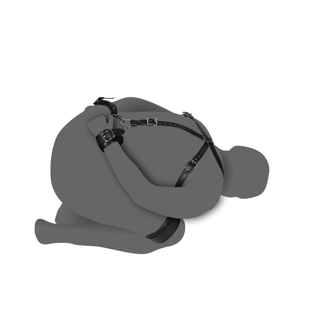 Körperharness mit Oberschenkel- und Handfesseln Schwarz 63,5 cm