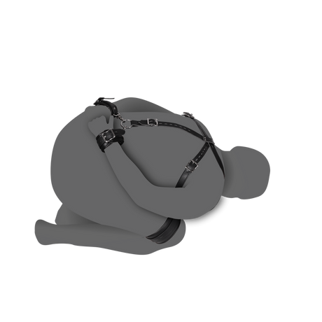 Körperharness mit Oberschenkel- und Handfesseln Schwarz 63,5 cm