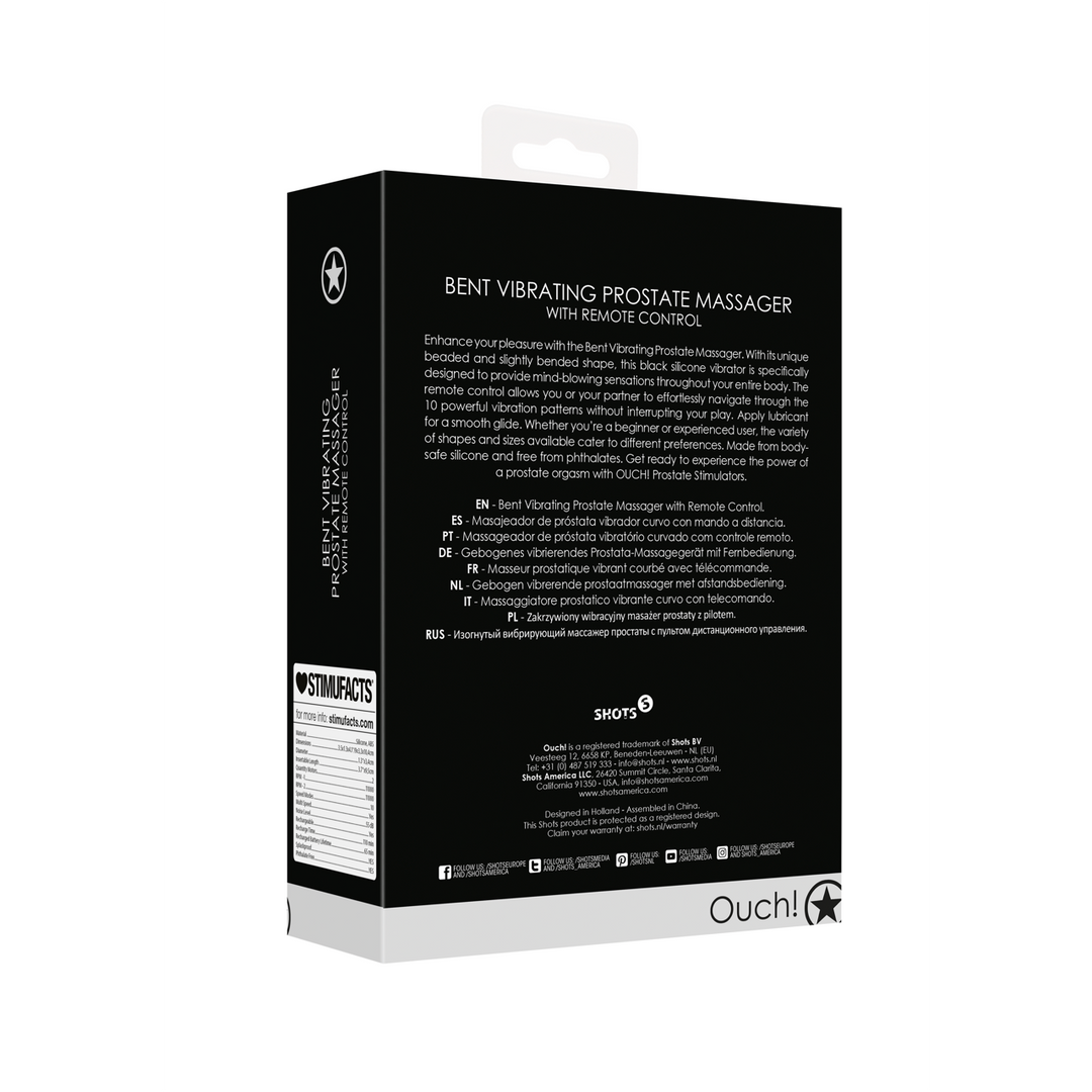 Prostata-Vibrator gebogen mit Fernbedienung Schwarz