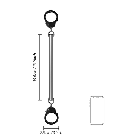 Spreizstange mit Hand- oder Fußschellen Silber 35,4 x Ø 5 cm
