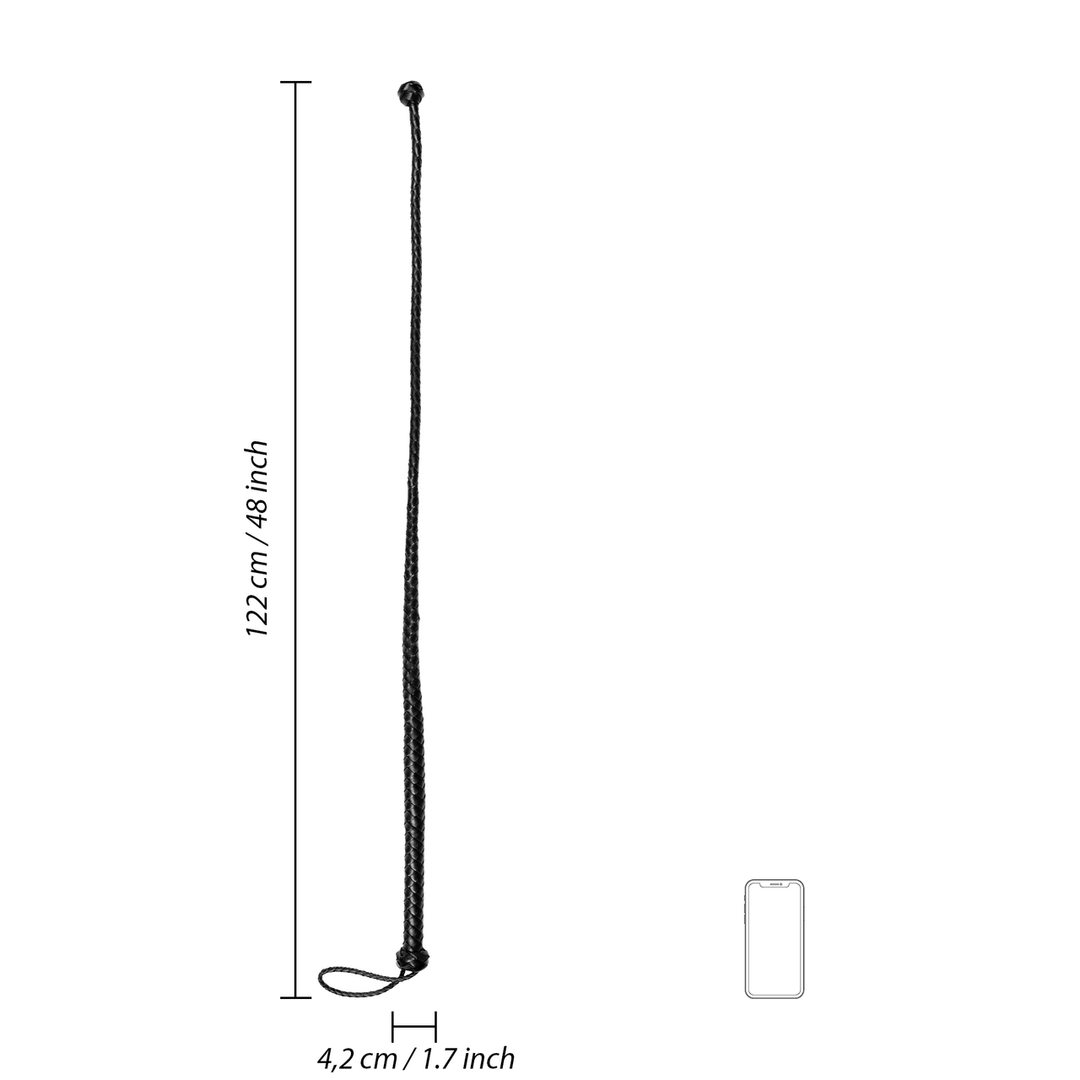 Peitsche PU-Leder mit Endknoten Schwarz 122 cm