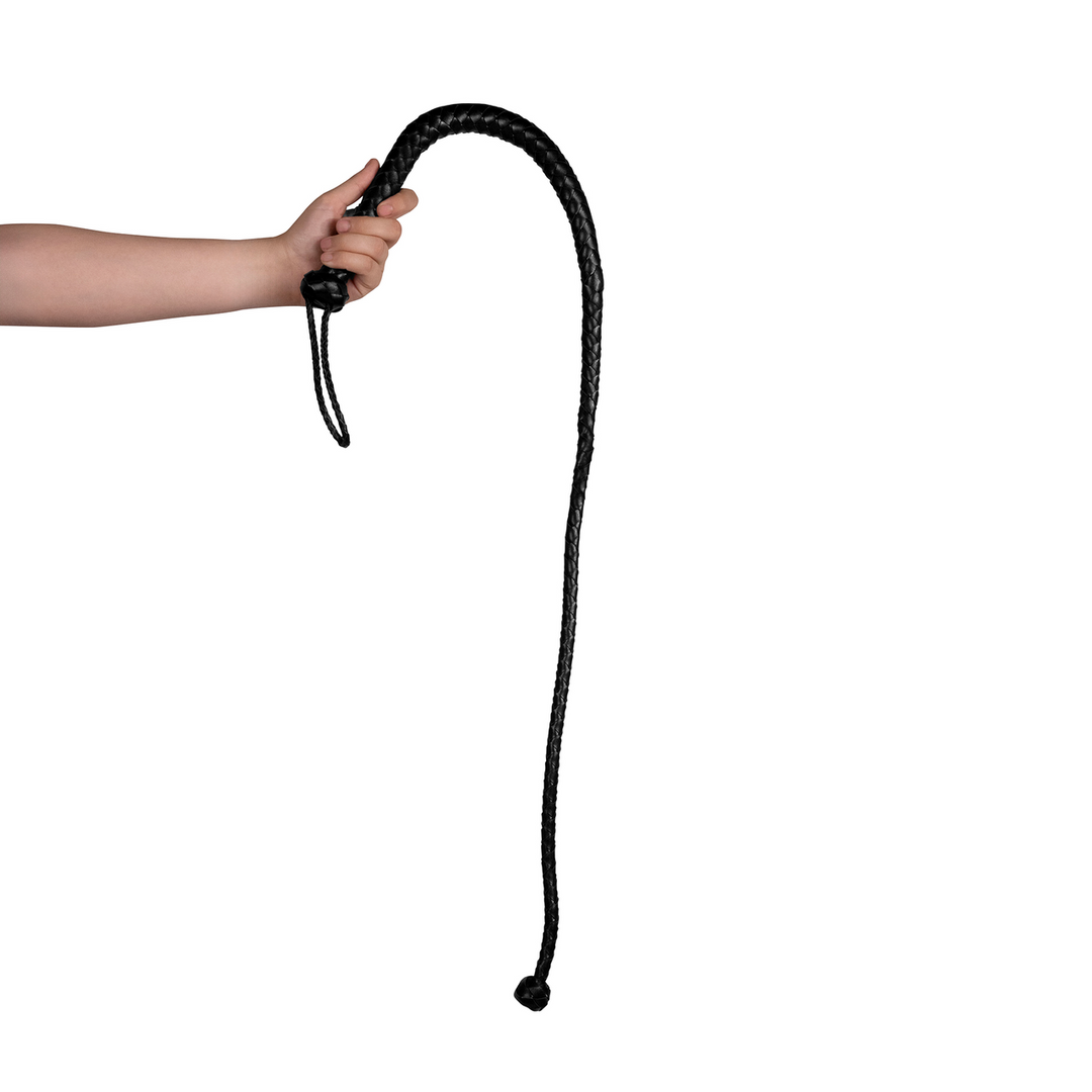 Peitsche PU-Leder mit Endknoten Schwarz 122 cm