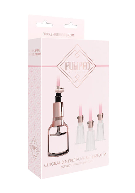 Klitoris- und Brustwarzenpumpen-Set Medium Pink 74,5 cm
