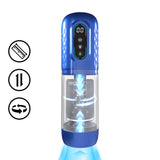 Masturbator Vortex mit Saug-, Rotations- und Stoßfunktion Metallisch Blau 17 x Ø 8,9 cm