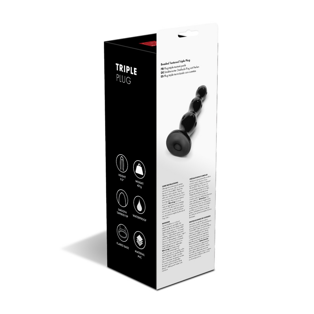 Analplug dreifach Schwarz 22 cm