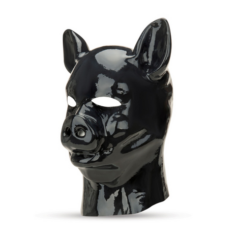 Latexmaske Schwein Schwarz 30 x Ø 58 cm