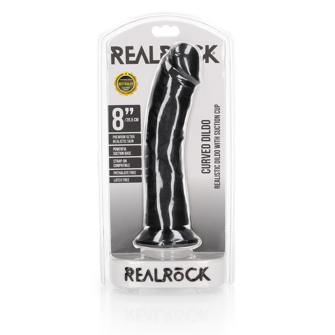 Realistischer Dildo gebogen mit Saugfuß Schwarz 20,5 x Ø 4,6 cm