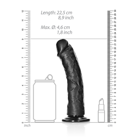 Realistischer Dildo gebogen mit Saugfuß Schwarz 20,5 x Ø 4,6 cm