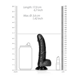 Realistischer Dildo gebogen mit Hoden und Saugfuß Schwarz 12,5 x Ø 3 cm