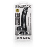 Realistischer Dildo gebogen mit Hoden und Saugfuß Schwarz 15 x Ø 3,7 cm