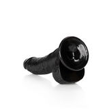 Realistischer Dildo gebogen mit Hoden und Saugfuß Schwarz 17 x Ø 4,3 cm